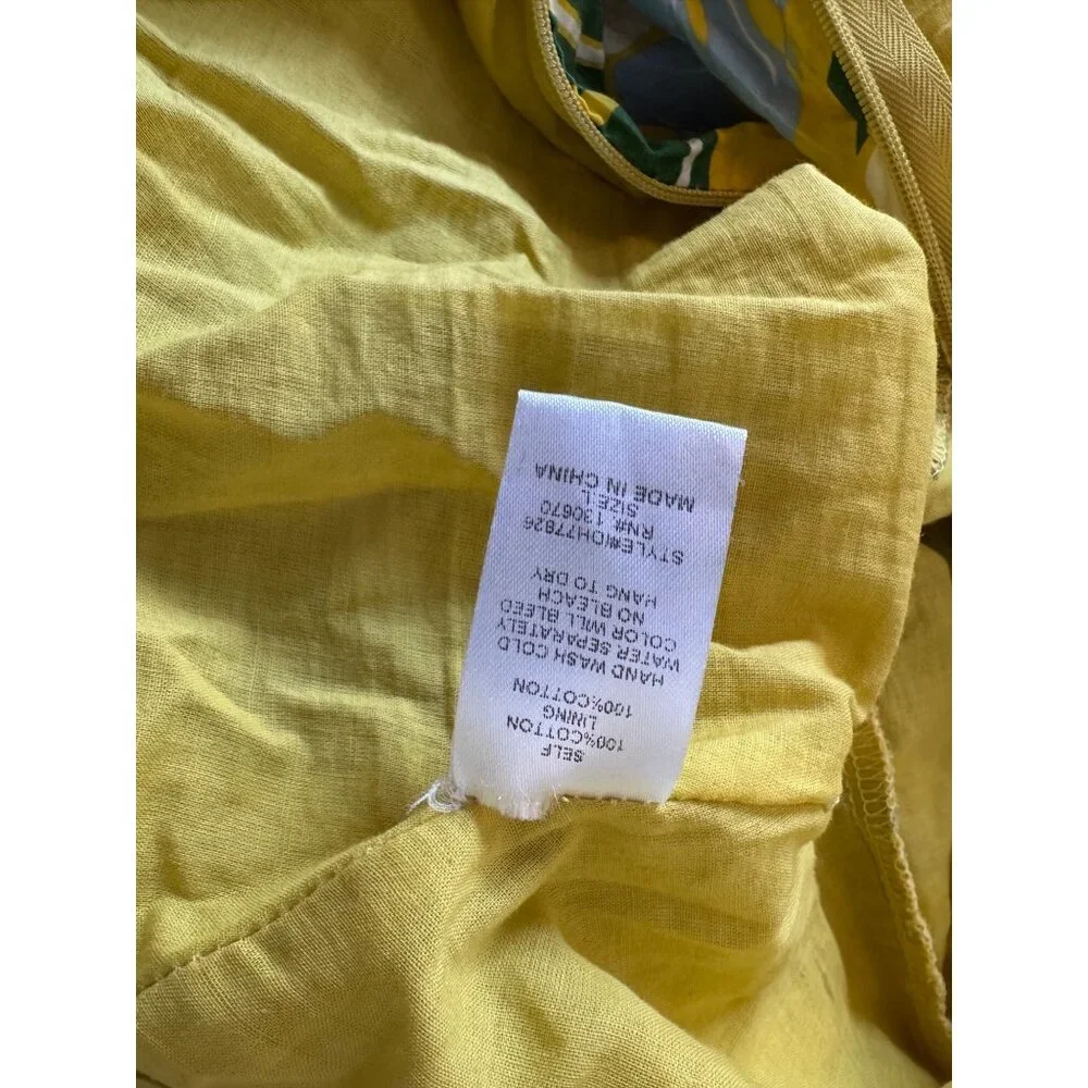 INA Yellow Tropical Floral Short sleeve V-neck Mini Dress Size Large - Picture 13 of 13